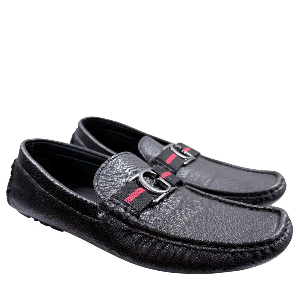 Men’s Designer Guess Maskers Black Vegan Leather Driving Loafer Shoes - NWOT